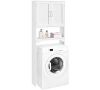 Yaheetech Meuble WC Dessus de Toilette/Machine à Laver, 75 x 23 x 180 cm, Armoire de Rangement de Salle de Bain avec 2 Étagères Réglables et 1 Compartiment Ouvert, Meuble Colonne sur Pied Blanc