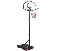 Yaheetech Panier de Basket sur Pied Hauteur Réglable 196-251 cm Portable pour Extérieur avec Support et roulettes Poteau en Fer Antirouille Noir