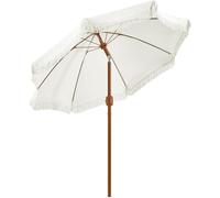 Yaheetech Parasol de Jardin d'extérieur avec Franges, 236/275cm, Parasol Inclinable, Anti-UV/l'eau, avec Canopée Réglable, Manivelle, 8 Baleines, Housse