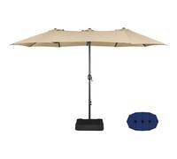 Yaheetech Parasol de Jardin XXL Extérieur avec Pied de Sac de Sable, 4.5M Grand Parasol pour Terrasse, Jardin, Bistro,Marché, Piscine 447 × 265 × 245 cm Marron Clair