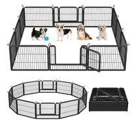 Yaheetech Parc Chien 12 Panneaux 60 cm H Enclos pour Chien-Chiot-Lapin-Canard-Animaux de Compagnie avec 2 Portes