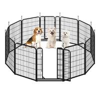 Yaheetech Parc pour Chien 12 Panneaux Enclos 65 x 80cm Enclos Grille Pliant | Clôture pour chiots, Chenil pour Chien en Métal, Cage pour Chien avec piquets à Sommet Ovale et Plat intérieur/extérieur Noir