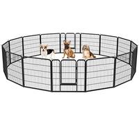 Yaheetech Parc pour Chien 16 Panneaux Cage pour Chien Interieur Enclos Chiens Chiots Lapins Exterieur avec Porte Métal 80 x 80 cm Noir