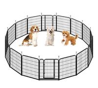 Yaheetech Parc pour Chien 16 Panneaux Enclos 65 x 80cm Enclos Grille Pliant | Clôture pour chiots, Chenil pour Chien en Métal, Cage pour Chien avec piquets à Sommet Ovale et Plat intérieur/extérieur Noir