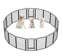 Yaheetech Parc pour Chien 16 Panneaux Enclos Chiens Chiot Lapin Canard Rongeur 68 x 100 cm Enclos Clôture en Métal Chenil Exterieur avec piquets à Sommet Ovale et Plat