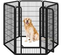 Yaheetech Parc pour Chien 6 Panneaux Chenil Enclos Chien en Métal 71x120 cm | Clôture modulables pour chiots, lapins, Chenil en Métal Pliable, Barriere chien Panneaux avec Porte intérieur/extérieur Noir