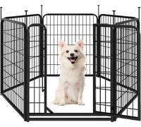 Yaheetech Parc pour Chien 6 Panneaux Enclos 65 x 80cm Enclos Grille Pliant | Clôture pour chiots, Chenil pour Chien en Métal, Cage pour Chien avec piquets à Sommet Ovale et Plat intérieur/extérieur Noir