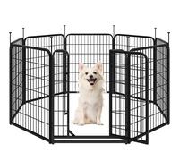 Yaheetech Parc pour Chien 8 Panneaux Enclos 65 x 80cm Enclos Grille Pliant | Clôture pour chiots, Chenil pour Chien en Métal, Cage pour Chien avec piquets à Sommet Ovale et Plat intérieur/extérieur Noir