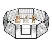Yaheetech Parc pour Chien 8 Panneaux Enclos Chien Chiot Lapin Canard Petit Animale de Compagnie avec Porte Cage pour Chien Interieur Exterieur 80 x 60 cm