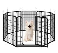 Yaheetech Parc pour Chien 8 Panneaux Enclos Chiens Chiot Lapin Canard Rongeur 65 x 80 cm Enclos Clôture en Métal Chenil Exterieur avec piquets à Sommet Ovale et Plat