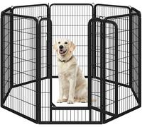 Yaheetech Parc pour Chien 8 Panneaux Enclos Chiens Chiot Lapin Rongeur Exterieur Cage pour Chien Interieur avec Porte 71x120 cm