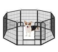 Yaheetech Parc pour Chien 8 Panneaux Parc Chiens 80 x 80 cm Enclos Chien Chiot Lapin Petit Cochon Interieur Cage pour Chiots en Metal Laqué Exterieur avec Porte