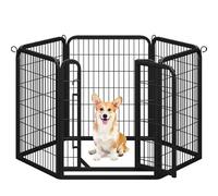 Yaheetech Parc pour Chien Cage pour Chiens 6 Panneaux Enclos en métal Parc à Chiot Rongeur Lapin Interieur Clôture Chiots Exterieur 80 cm avec Porte