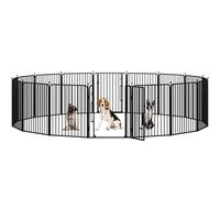 Yaheetech Parc pour Chiens Enclos pour Chiot en 16 Panneaux Cage Chenils Chien de 80 cm de Haut avec Serrure intégrée Fils métalliques renforcés de 8 mm