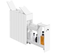 Yaheetech Petit Meuble de Salle de Bains, Meuble WC Rangement Étroit pour Papier Toilette, Armoire de Toilette avec Tiroir Roulant, Commode sur Pied, pour Petits Espaces, 50 × 17 × 58 cm, Blanc