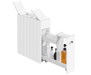 Yaheetech Petit Meuble de Salle de Bains, Meuble WC Rangement Étroit pour Papier Toilette, Armoire de Toilette avec Tiroir Roulant, Commode sur Pied, pour Petits Espaces, 50 × 17 × 58 cm, Blanc
