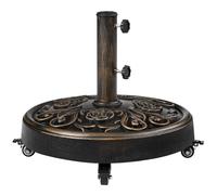 Yaheetech Pied de Parasol en Résine 25 kg Ø 50,5 cm avec Roulettes Vintage à Motif Rose pour Jardin Plage Terrasse Bronze