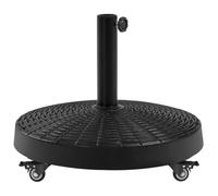 Yaheetech Pied de Parasol Lourde à Roulettes 24 kg Imitation Rotin Base Parasol en Résine 52 × 52 × 42 cm Noir