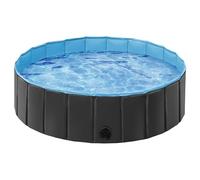 Yaheetech Piscine Chien Pliable 100 x 30cm Piscine Baignoire Chiens Bassin de Baignade Portable Bain pour Chien/Chat Extérieur Intérieur Antidérapant avec Patchs de réparation et Brosse Noir