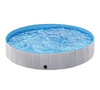 Yaheetech Piscine Chien Pliable 180 x 30cm Piscine Baignoire Chien Bassin de Baignade Portable Bain pour Chiens/Chat Extérieur Intérieur Antidérapant avec Patchs de réparation et Brosse Gris