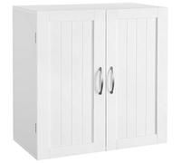 Yaheetech Placard Toilette Suspendu Armoire Murale Salle de Bain Blanc avec 2 Portes et Tablettes Réglables pour Cuisine Salon 60 x 30 x 60 cm
