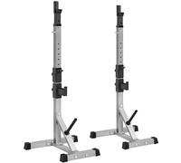 Yaheetech Support d'Haltères Cages de Squat 135,5-190,5 cm Max. 300 kg | Supports Squat Réglables 14 Niveaux Base H Stable Patins Antidérapants Sécurité Renforcée Fitness Maison Salle de Sport