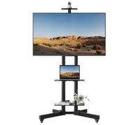 Yaheetech Support TV sur Pied à roulettes-Hauteur réglable-Avec Frein-3 Tablettes pour 32 à 75 Pouce écran/LCD/LED/Plasma VESA