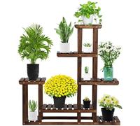 Yaheetech Supports de Pots de Fleurs en Bois de Sapin Porte Pots de Plante 7 Étagère à Fleurs Décorative pour Maison Balcon Terrasse Interieur Exterieur 97 x 25 x 96 cm