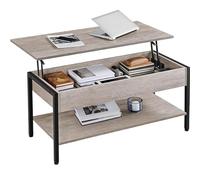 Yaheetech Table Basse avec Plateau Relevable Table de Salon avec Compartiment Caché en Bois MDF Gris 104,5X 49,5 x 47 cm