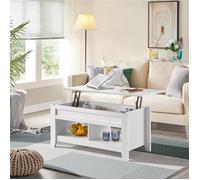 Yaheetech Table Basse avec Plateau Relevable Table de salon avec Étagère et 2 Compartiements 104 x 49 x 49 cm Salon Chambre