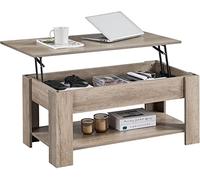 Yaheetech Table Basse avec Plateau Relevable Table de Salon Moderne avec Etagère de Rangement Compartiment Caché pour Salon Bureau 98 x 50 x 42 cm Gris