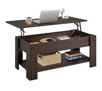 Yaheetech Table Basse Relevable Table de Salon avec Porte-Revues Table de Salle à Manger Industrielle pour Salon Chambre 120 x 59 x 49,5 cm，Marron