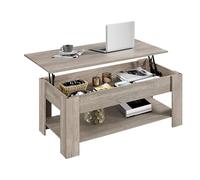 Yaheetech Table Basse Relevable Table de Salon avec Porte-Revues Table de Salle à Manger Industrielle pour Salon Chambre 120 x 59 x 49,5 cm Gris