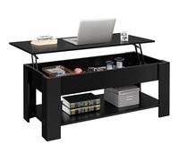 Yaheetech Table Basse Relevable Tables de Salon avec Compartiment Caché et Étagère de Rangement Table de Salle à Manger Industrielle pour Salon Chambre 120 x 59 x 49,5 cm Noir