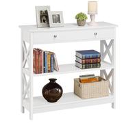 Yaheetech Table Console en Bois avec 1 Tiroir et 2 Étagères Ouvertes Table Console Entrée Polyvalente, Blanc