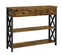 Yaheetech Table Console Industrielle en Bois et Métal avec 1 Grand Tiroir et 2 Étagères Brun Rustique