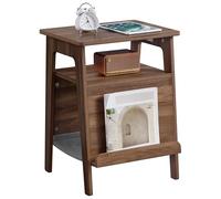 Yaheetech Table d'appoint pour Chat avec Lit, Petite Table Basse avec Niche Range-Magazines Grotte, Bout de Canapé d'intérieur en Bois pour Chat, Noyer
