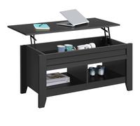 Yaheetech Table de Basse Relevable avec Plateau relevable, Table de Salon Fonctionnelle avec Deux Compartiements Caché, Design Moderne en Bois MDF 104 x 49 x 49/61 cm Noir