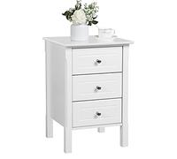 Yaheetech Table de Chevet Bois Blanc avec 3 Tiroirs Bout de Canapé 40 x 40 x 60 cm Table de Nuit pour Salon Chambre à Coucher