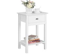 Yaheetech Table de Chevet en Bois Blanc Bout de Canapé Table d'Appoint avec 1 Tiroir et 1 Étagère 40 x 30 x 60 cm pour Entrée Chambre Salon