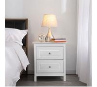 Yaheetech Table de Chevet Table de Nuit avec 2 Tiroirs de Rangement Table d'Appoint Baroque en Bois Blanc