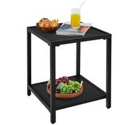 Yaheetech Table de Jardin en métal Table de Service Double Couche en Lattes Tables Basse carrée pour l'extérieur pour Rangement Patio Bistrot Terrasse Balcon 45 x 45 x 54 cm Noir