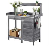 Yaheetech Table de Rempotage Table Jardinage avec Tiroirs Crochet et Armoires de Rangement Gris