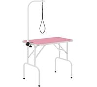 Yaheetech Table de Toilettage Pliant Transportable 80,5 × 46 × 76 cm Rose | pour Chien Chiot Chat, avec Bras, Anneau, Potence Réglable, Plateau Antidérapant, Jusqu'à 100 kg