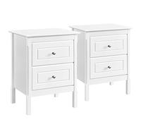 Yaheetech Tables de Nuit Lot de 2, Table de Chevet en Bois Blanc, 2 Tiroirs, Style Moderne, Bout de Canapé Salon, 48 × 40 × 61 cm, Gain de Place