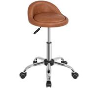 Yaheetech Tabouret à Roulette Erconomique Haut roulettes Coussin de Massage Salon Hauteur Réglable pour Coiffure Cuisine Bureau Clinique Pub Brun Rétro