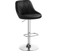 Yaheetech Tabouret de Bar en Similicuir Hauteur Réglable de 86 cm à 107,5 cm Chaise de Bar Assise Pivotante Repose-Pied Carré Tabouret Haut Cadre Métallique Galvanisé Noir