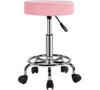 Yaheetech Tabouret de Bureau Hauteur Réglable 51-65 cm avec roulettes Rotation à 360° Tabouret de Travail Rotatif pour Bureau, Salon de Beauté et Massage, Clinique Rose