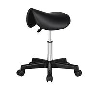 Yaheetech Tabouret roulettes Professionnel PU Tabouret Ergonomique Selle De Cheval Anti Mal De Dos à roulettes Pivotantes Hauteur Réglable 45,5-60 cm Noir
