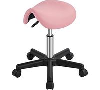 Yaheetech Tabouret roulettes Professionnel Tabouret Ergonomique Selle De Cheval Anti Mal De Dos à roulettes Pivotantes Hauteur Réglable 45,5-60 cm Rose